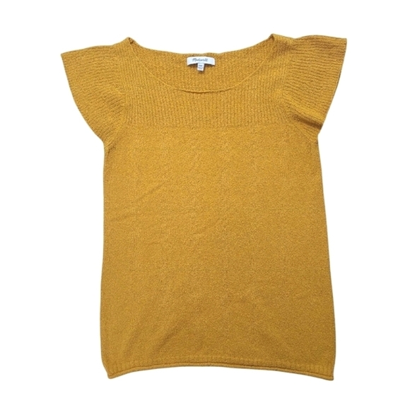 Madewell Marigold Mustard Cap Sleeve Sweater Tee XXS Relaxed Boxy Fit - Picture 6 of 7